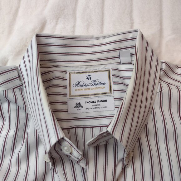 Brooks Brothers Thomas Mason Regent Fit Men's XL 17.5/34 Button Up Long Sleeve - Picture 2 of 14